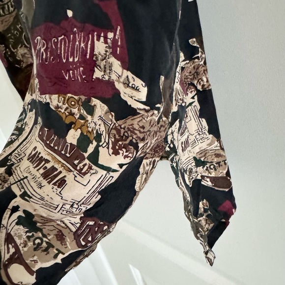 SUMMA (100% Silk)Men’s Vtg Italy Patterned Button Down Short Sleeve Shirt-Size M - Picture 7 of 10